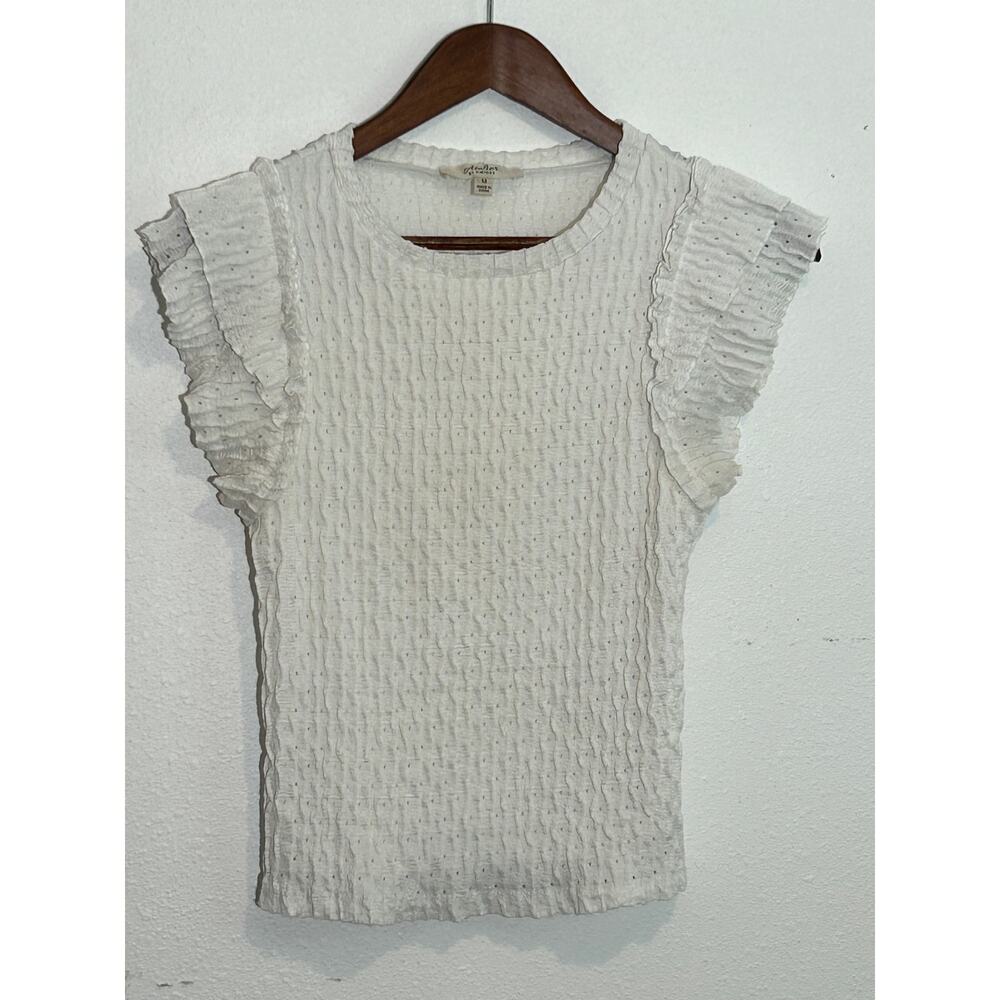 Atelier by Kirious Eyelet Ruffle Tier Women Top White Stretchy Coquette